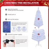 ZUN 7 FT Pre-lit Christmas Tree, Artificial Fiber Optic Christmas Tree with Lighted Top Star and 280 10439444