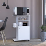 ZUN Clip Kitchen Cart, Single Door Cabinet, Four Casters -White B20092061