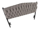 Twin Size Headboard in Black Metal and Grey Fabric B202P223762