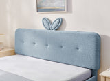 Queen Size Kids Upholstered Bed with Oversized Rabbit Ear Headboard, LED Light & 4 Storage Drawers, W1413P384928