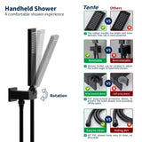 Male NPT Waterfall Shower head with Handheld, Matte Black Bathtub Shower Faucet with High Flow Wall 02156252