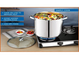 Stainless Steel 12-Quart Stock Pot with Glass Lid, Induction Compatible, Stainless Steel, Dishwasher 36422178