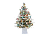 4.5ft Potted Pre-Lit Pencil Christmas Tree with 358 PE & PVC Tips & 100 Lights, White 02989186