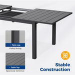 ZUN Patio Grey Modern Adjustable Dining Folding Table With Aluminum Square Outdoor W1828P162465