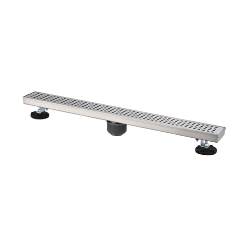 ZUN 30 Inches Linear Shower Drain with Removable Quadrato Pattern Grate, 304 Stainless Shower Drain W928P199549