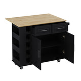 ZUN Multi-Functional Kitchen Island Cart with 2 Door Cabinet and Two Drawers,Spice Rack, Towel Holder, 98483669