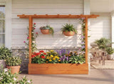 Fir Wood Raised Garden Bed with Side Trellis, 109.2235.56114.30 cm Planter Box with Drainage 88794081