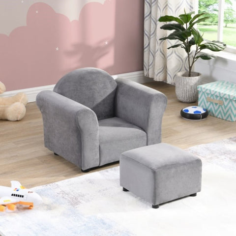 ZUN Kids Chair, Kids Upholstered Couch with ottoman W214103910