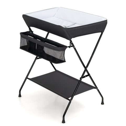 ZUN Black Baby Storage Foldable Diaper Changing Table 67643254
