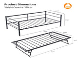 Black Twin Size Metal Sofa Bed - Convertible Daybed with Pull-Out Trundle , Multi-Functional for 59068560