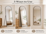 56"x15" Arched Full Length Mirror Freestanding Full Body Floor Mirror, Black 55639654