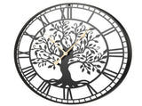 Black Tree of Life Decorative Wall Clock, 27 Non-Ticking Quartz Movement Easy to Read 86491355