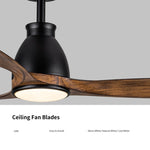 ZUN 52 inch indoor black ceiling fan with LED light 09559103