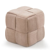 Square Ottoman Foot Stool Corduroy Vanity Chair Bench with Padded Woven Footrest for Entryway Living 86021498