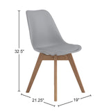 Set of 2 Polypropylene Dining Side Chairs, Grey B016P223203