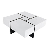ZUN ON-TREND Unique Design Coffee Table with 4 Hidden Storage Compartments, Square Cocktail Table with WF305182AAK