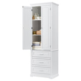 ZUN Tall Storage Cabinet with Three Drawers for Bathroom/Office, White WF299282AAK