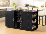 U-Style 47.2" Counter Height Table with Foldable Top & Power Outlet, Sideboard Buffet Cabinet & Bar N711P437715B