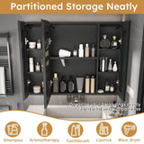 Aluminium Medicine Cabinet Mirror, 35 x 28 Inches Medicine Cabinet with 3 Colors LED Light and 78648069