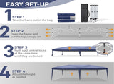 10'x20' Instant Pop Up Canopy Tent Blue, 6 Side Panels 2 Doors 4 Mesh Windows, 28/22mm Powder Coated 90065651