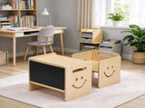 3-in-1 Table and Chair Set, Adjustable Height Wooden Toddler Table with Chalkboard, for Drawing, 68033655