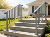 Silver Outdoor 3-Step Iron Handrail 22095406