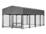 Dog Kennel Outdoor with Roof, 4.23'x7.81'x4.83' Welded Wire Enclosure, Heavy Duty Dog Crate with 76997181