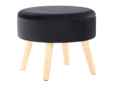 Contemporary Storage Ottoman with Matching Stool in Black Velvet and Natural Wood Legs B202P223755