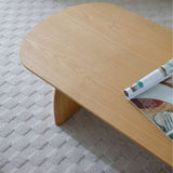 Modern minimalist solid wood coffee table, Oval-Shaped living room coffee table, Creative curved W2664P346448