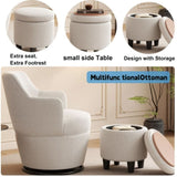 ZUN 360&deg;Swivel Accent Chair with Ottoman, Lounge Sofa with Nail Trim, Living Room Chairs, Bedroom Chair, W2113P237038