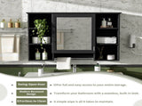 3-in-1 Bathroom Mirror Cabinet, 42 inch Wall Mounted Medicine Cabinet with Adjustable Shelf & Soft N710P358613B