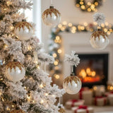 6PCS Set of 3.9" Christmas Ball Ornaments Glass Holiday Decorations for Christmas Tree Party Hanging 52544399