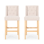 ZUN Vienna Contemporary Fabric Tufted Wingback 31 Inch Counter Stools, Set of 2, Beige and Natural 64854.00BGE
