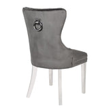Erica 2 Piece Stainless Steel Legs Chair Finish with Velvet Fabric in Dark Gray 808857803009