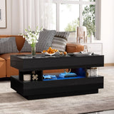 U-Can Lift-Top Coffee Table with 2 Drawers, Modern Coffee Table with Adequate Hidden Compartment, N724P290058B