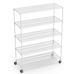 ZUN 5 Tier 7500lbs Heavy Duty Adjustable Storage Rack Metal Shelf Wire Shelving Unit with Wheels & Shelf W155083061