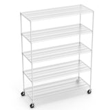 ZUN 5 Tier 7500lbs Heavy Duty Adjustable Storage Rack Metal Shelf Wire Shelving Unit with Wheels & Shelf W155083061