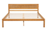 Platform Bed Frame with Headboard, Wood Slat Support, No Box Spring Needed, Full, Oak 00265555