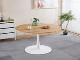 42.1"OAK COLOR TOP Tulip Table Mid-century Dining Table for 4-6 people With Round Mdf Table Top, W234P370301