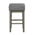 ZUN Transitional Gray Faux Leather Seat 24-inch Counter Height Stools Set of 2, Antique Gray Finish B011P231744