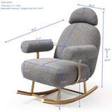 Modern Sherpa Fabric Nursery Rocking Chair,Accent Upholstered Rocker Glider Chair for Baby and W1117104492