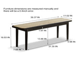 Modern Style Black Color Solid Oak Wood Dining Bench with Rattan Detail, Modern Bench for Bedroom W1283P289377