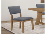 Set of 2 Blue Fabric Upholstered Dining Chairs, Brown B016P227282