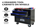 4 DRAWERS MULTIFUNCTIONAL TOOL CART WITH WHEELS-BLACK W1102P182231