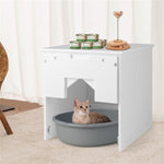 ZUN 20" Wooden Cat Litter Box White End Table 20025214