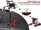 2-in-1 Rolling Walker & Wheelchair 6-Position Height Adjustment , 8" PVC Wheels, Folding 46860865