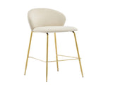 Kira Indoor Upholstered Bar Stool, Beige Fabric with Metal Frame, Set of 2 N775P263305B