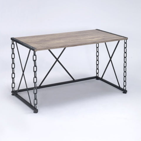 ZUN Rustic Oak and Antique Black Rectangular Console Table B062P189092