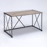 Rustic Oak and Antique Black Rectangular Console Table B062P189092