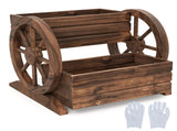 Carbonized Fir Wood 2-Tier Wagon Planter, Drainage Holes Elevated Garden Bed for Herbs Vegetables 87998599